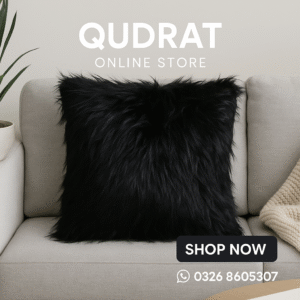 Fur Cushion Cover – Black