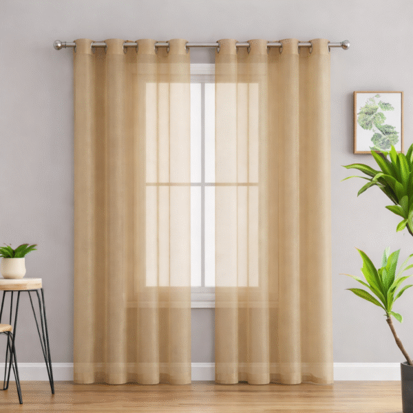 Sheer Grommet Curtains - Beige