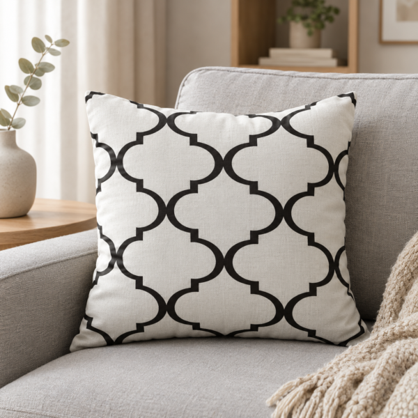 Moroccan Trellis Cushion - Black