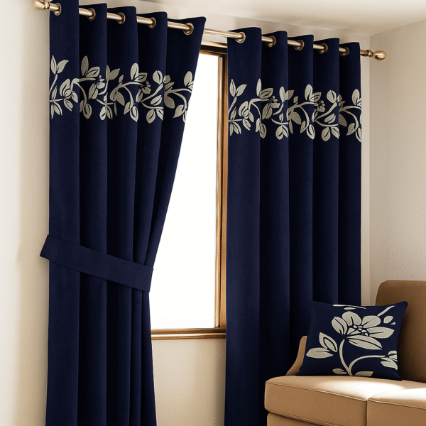 blu Flower Curtain Blue