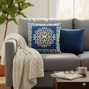 Blue Golden Motive Cushion