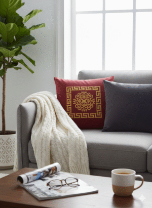 Red Golden Motive Cushion