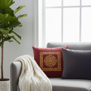 Red Golden Motive Cushion