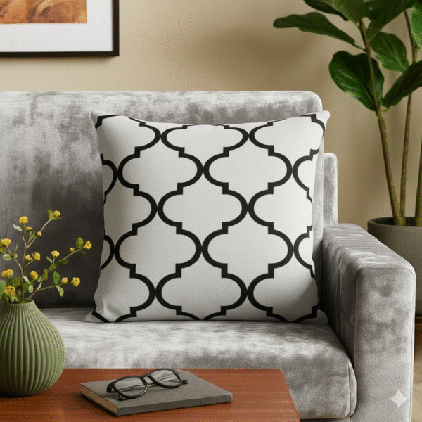 Moroccan Trellis Cushion - Black