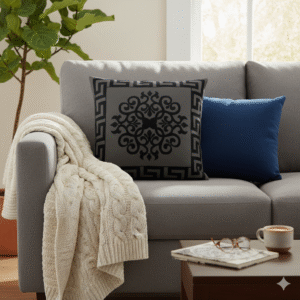 Grey Black Motive Cushion