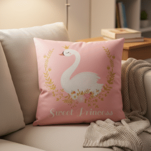 Swan Kids Cushion Cover – Elegant & Dreamy Design