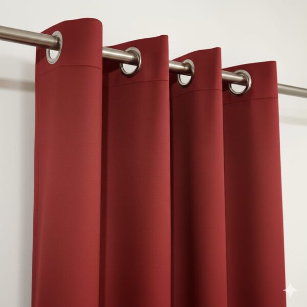 Red Eyelet Curtain Red Color
