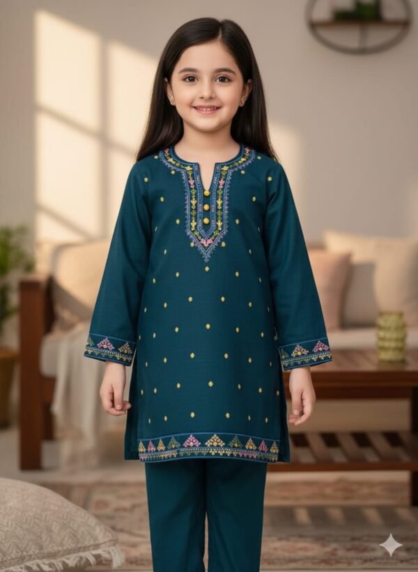Embroidered khaddar - Zinc
