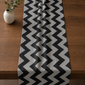 Table Runner - Zigzag Grey Black