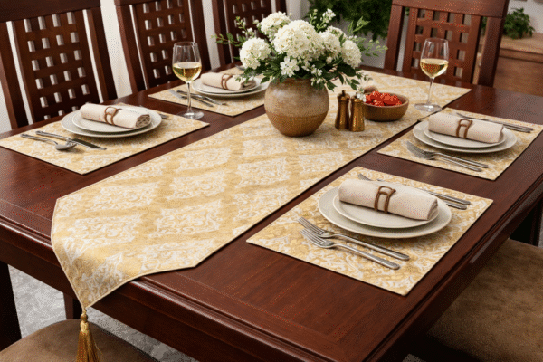 Dinning table set (3) Table Runner Set - Golden