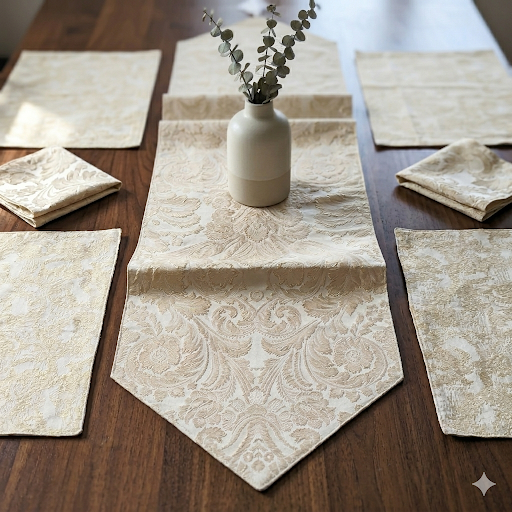 Shahi Mughal Damask Table Runner Set