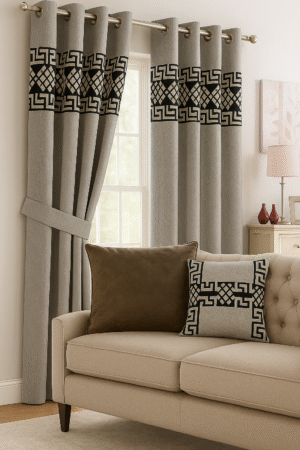 Geo-Diamond Fretwork Curtain - Grey