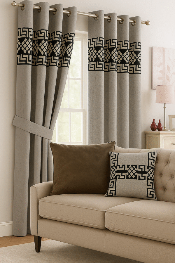 Geo-Diamond Fretwork Curtain - Grey