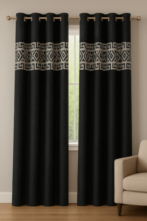 Geo-Diamond Fretwork Curtain - Black