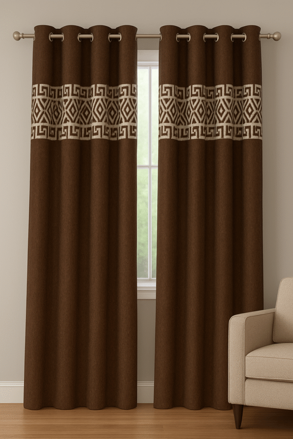 Geo-Diamond Fretwork Curtain - Brown