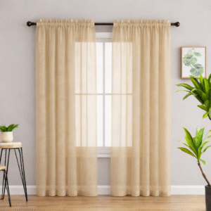 Sheer Rod Pocket Curtains - Beige