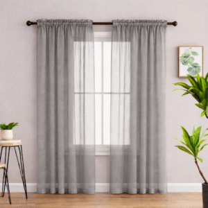 Sheer Rod Pocket Curtains - Grey