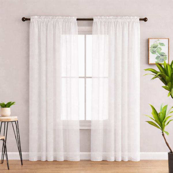 Sheer Rod Pocket Curtains - White