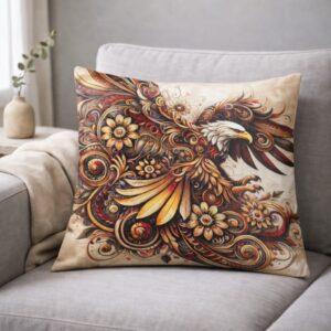 Ornate Eagle Folk Art Cushion