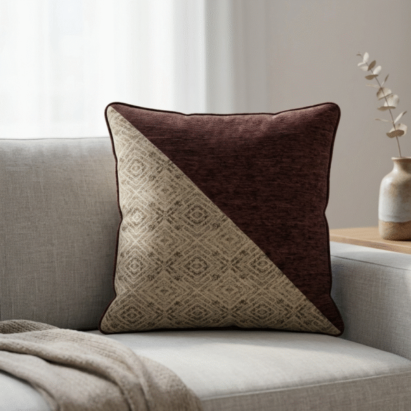 Two-Tone Diagonal Pattern- Brown and Beige Cushion – Pack of 6 Covers