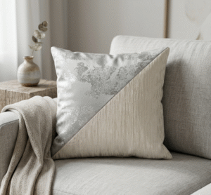 cushion Two-Tone Diagonal Pattern Cushion -Silver & Offwhite – Pack of 6 Covers