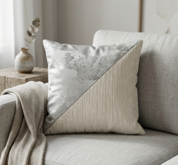 Two-Tone Diagonal Pattern Cushion -Silver & Offwhite – Pack of 6 Covers