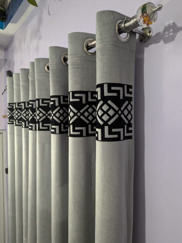 Geo-Diamond Fretwork Curtain - Grey