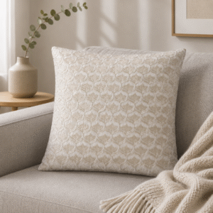 Alabaster Lattice Embroidered Cushion