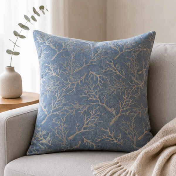 Golden Branch Steel Blue Cushion – Pack of 6 Covers