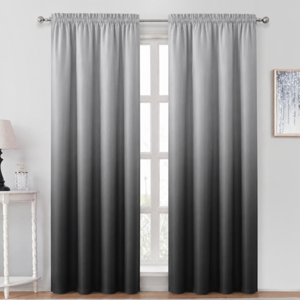 Shadow Ombré Gradient Black & Silver Curtain