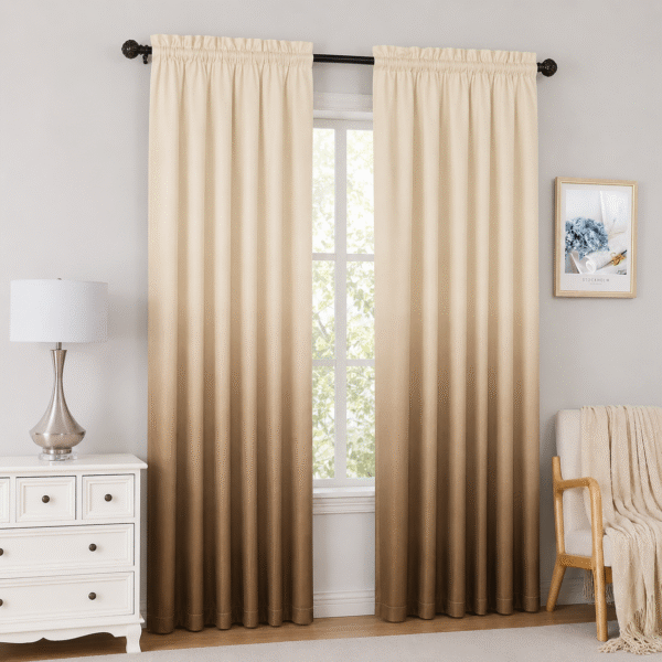 Shadow Ombré Gradient Brown & Cream Curtain