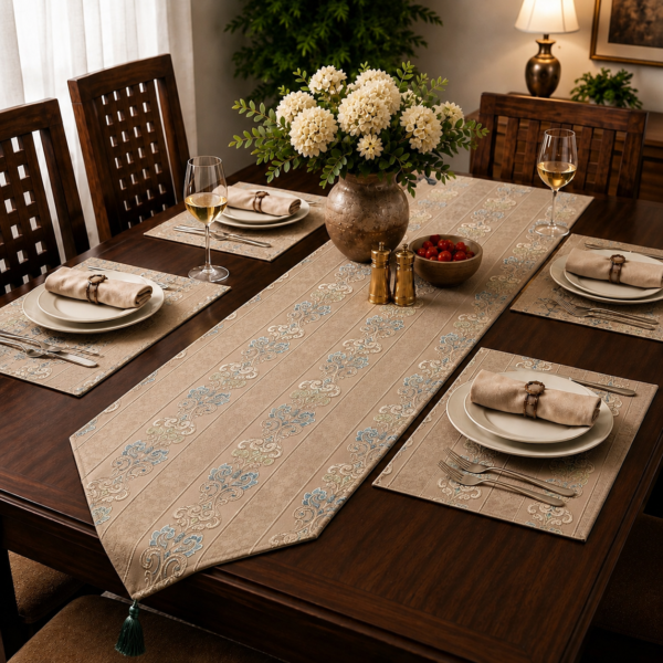 Table Runner Vintage Filigree Stripe Table Runner Set