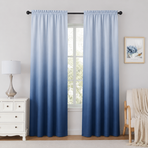 Shadow Ombré Gradient Blue & Sky Blue Curtain