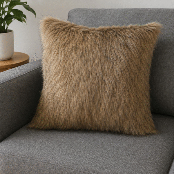 Brown Faux Fur Cushion Cover