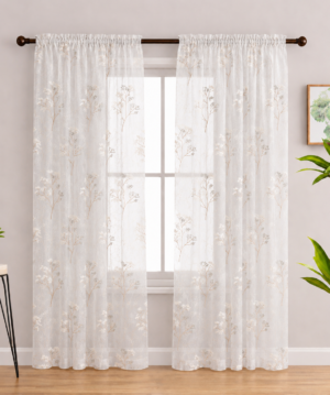 Sheer Embroidered Rod Pocket Curtain