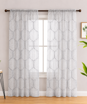 Sheer Embroidered Rod Pocket Curtains