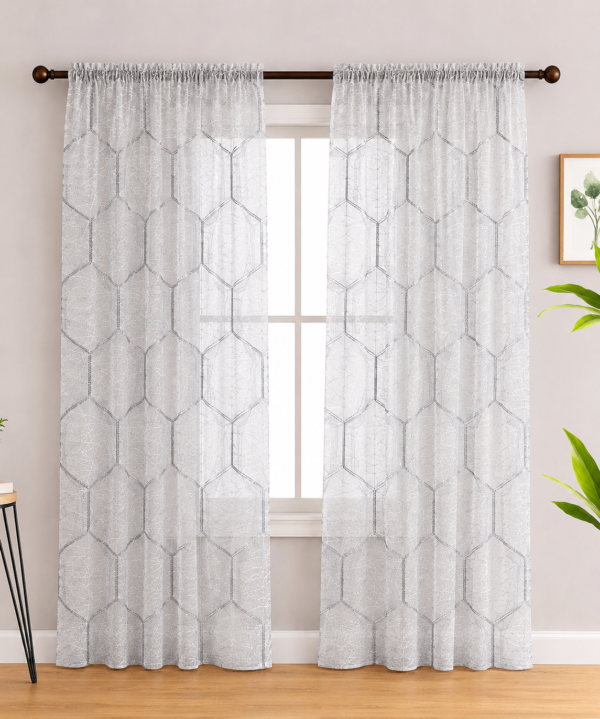 Sheer Embroidered Rod Pocket Curtains