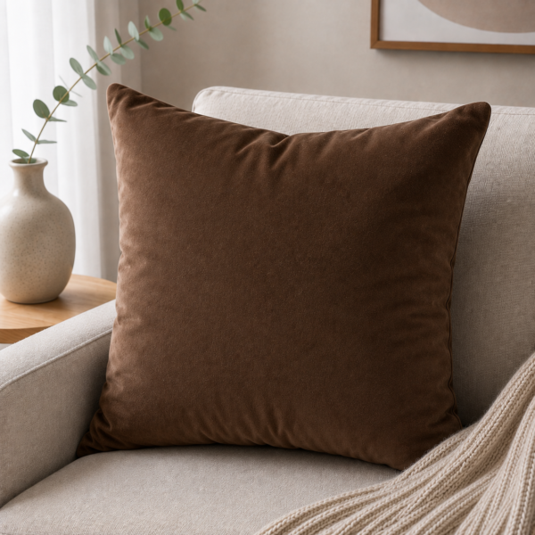 Velvet Cushion – Brown