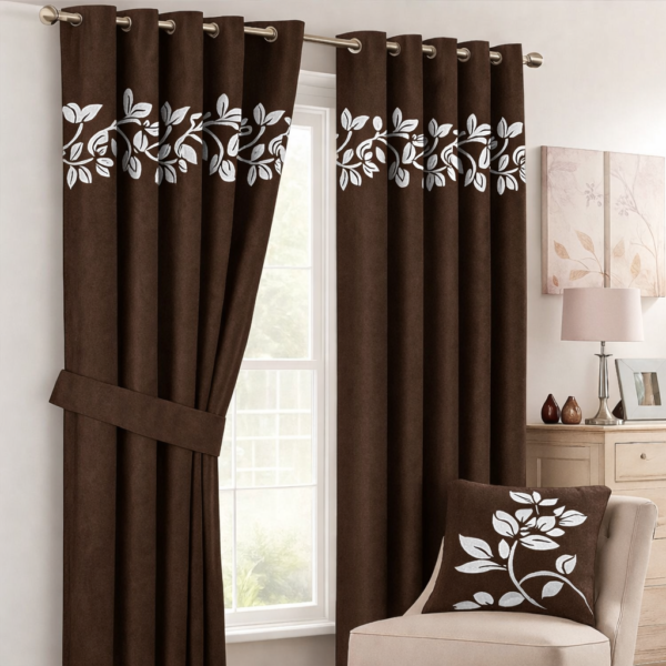 curtain Flower Curtain Brown