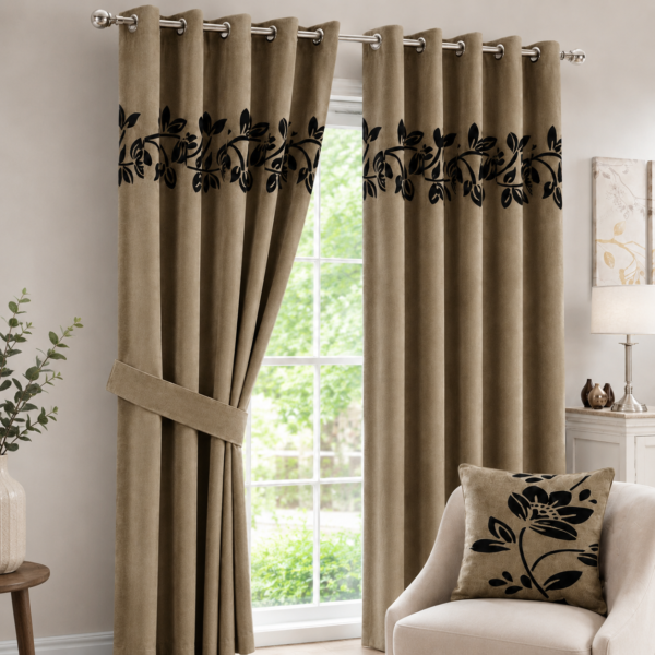 Flower Curtain Khaki Beige