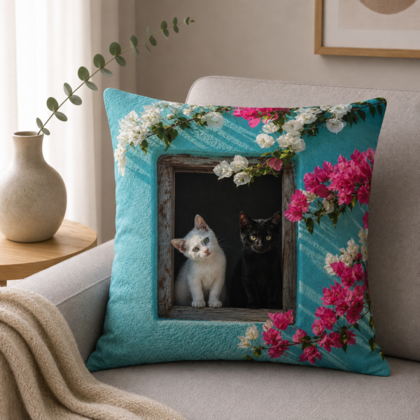 Bougainvillea Frame Kittens Cushion