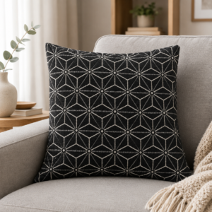 Black & Silver Starburst Geometric Cushion – Pack of 3 Covers