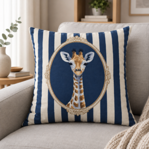 Vintage Giraffe Portrait Cushion
